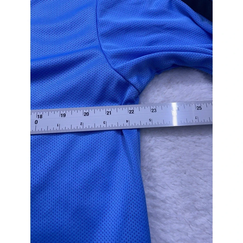 VTG Nike‎ Mens Blue Black Mesh Quarter Zip Pullover Track Jacket Long Sleeve L